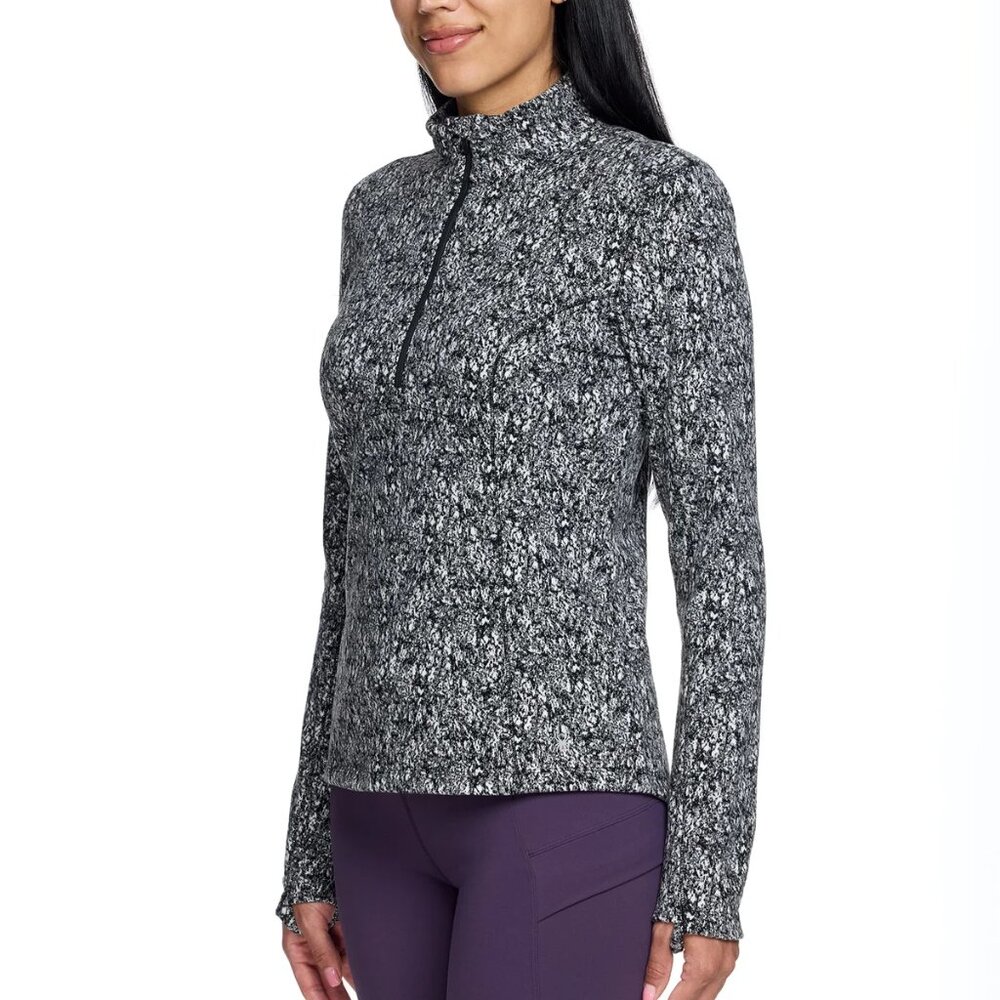 Women's Spyder Fleece Printed Half Zip Top, Multi (Black/White) - Picture 2 of 7
